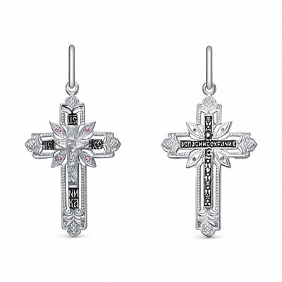 Крест с фианитом выборочно черненный серебро 925*