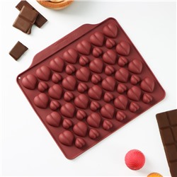 Форма для шоколада Доляна «Море сердец», силикон, 18×15×1 см, 52 ячейки, МИКС