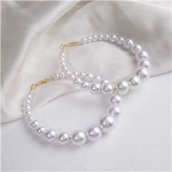 Серьги кольца с жемчугом QF «Нежность жемчуга», d=8 см, белые в золоте