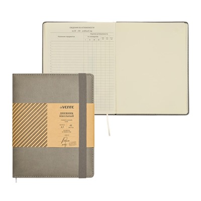 Дневник школьный для 1-11 классов Grey, твёрдая обложка, искусственная кожа, резинка, ляссе, тонированный блок, 48 листов