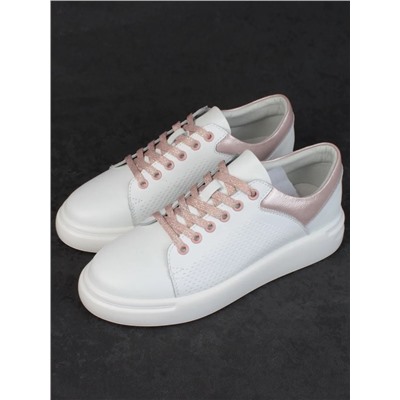 05-PDXT13-2 WHITE/PINK Кроссовки женские (натуральная кожа)
