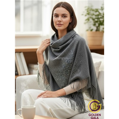 Платок теплый кашемировый однотонный (Меланж) Арт 9039/10 темно-серый