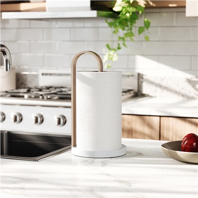 Держатель для бумажных полотенец Bellwood, белый/натуральное дерево