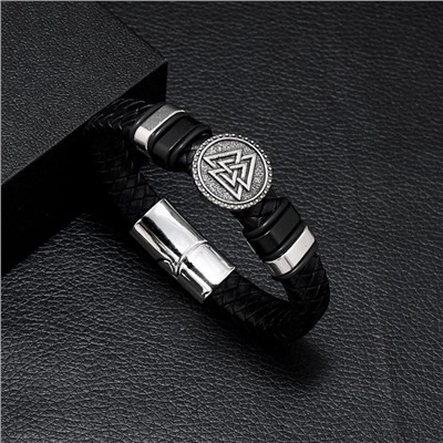BS838-03 Кожаный браслет Валькнут, цвет чёрный