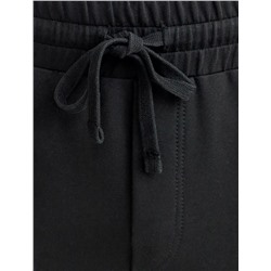 Брюки прямые на резинке из футера двухнитки с эластаном с затяжкой по низу