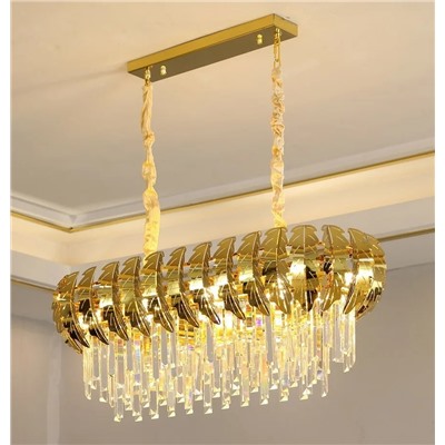 299-260 Люстра длина 90 см, ширина 35 см, выс. 35 см(х1)Кристаллы, нержавеющая сталь