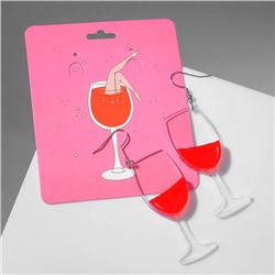 Серьги акриловые «Вино» бокалы, цвет красный