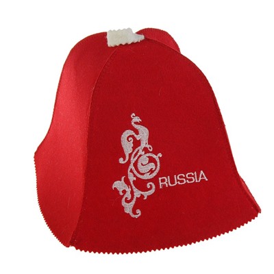 Шапка для бани и сауны «Russia» красная, экофетр, «Добропаровъ»