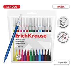 Фломастеры 12 цветов ErichKrause light, в футляре с европодвесом