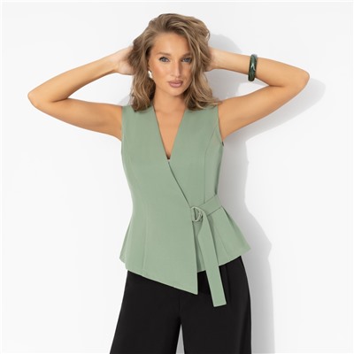 Жилет приталенный, Сила пастели (оливковый)