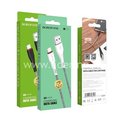 USB кабель Lightning 1.0м BOROFONE BX25 текстильный (белый) 2.4A