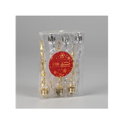 Ёлочные игрушки набор 6 шт. «Сосулька», 11.5×1 см, золото/серебро