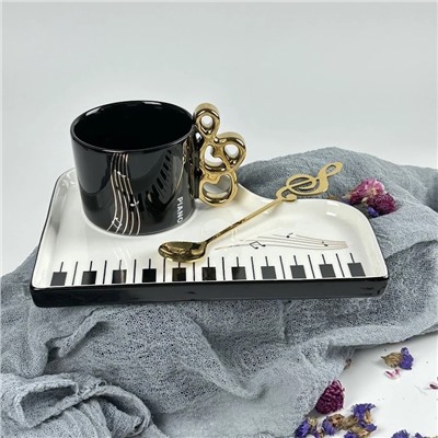 164-038 Чашка 200мл с блюдцем и ложкой в под.уп.(х18)Фарфор