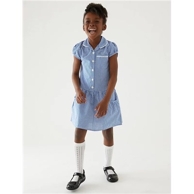 2pk Girls' Cotton Gingham School Dresses (2-14 Yrs)
