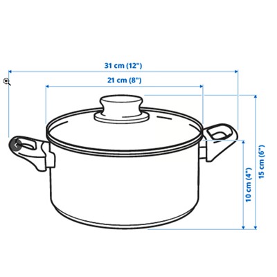 ANNONS Topf mit Deckel, Glas/Edelstahl, 2.8 l