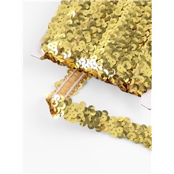 Тесьма декоративная с пайетками, на резинке, 2 см, 9±0.5 м, цвет золотой