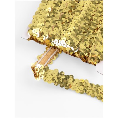 Тесьма декоративная с пайетками, на резинке, 2 см, 9±0.5 м, цвет золотой