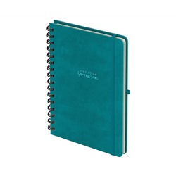 Записная книжка А5 96л., кожзам, на гребне, Greenwich Line "Just start. Cyan", твердая обложка, тиснение фольгой, с петлей для ручки