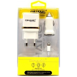 Набор QH1570 QIHANG кабель +розетка-автозарядка для Iphone
