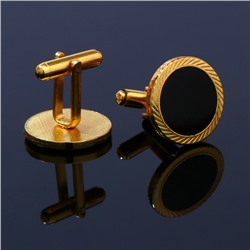 Запонки «Круг» линии, чёрные в золоте