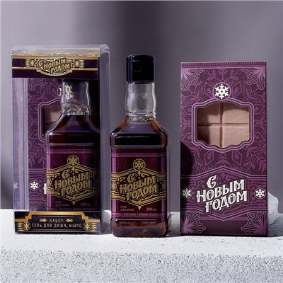 Подарочный набор новогодний мужской «С Новым годом!», гель для душа виски 250 мл и мыло для рук 80 г, Чистое счастье