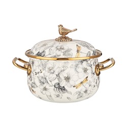 КАСТРЮЛЯ ЭМАЛИРОВАННАЯ AGNESS С КРЫШКОЙ, СЕРИЯ ЯБЛОНЕВЫЙ САД, 2,1Л, ДИА.16СМ