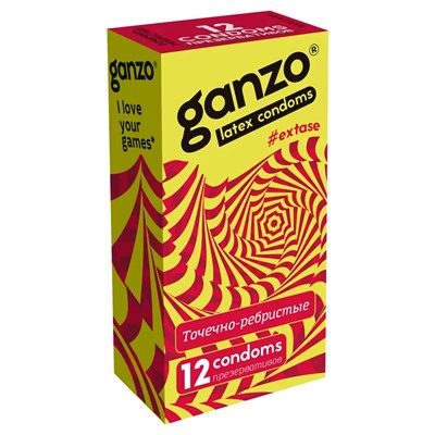 Ganzo  презервативы  точечно-ребристые  Extase 12 шт.