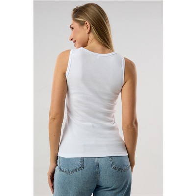 Майка базовая в рубчик белая