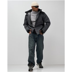 Горнолыжная куртка мужская зимняя темно-серого цвета 7611TC