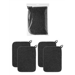 Набор 4шт., ковриков для бани, 42х31см, с обработанным краем, войлок серый