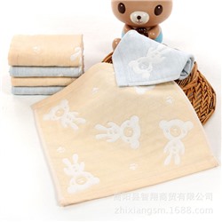 Creative gauze handkerchief, children's eating bib, with little bears, wholesale