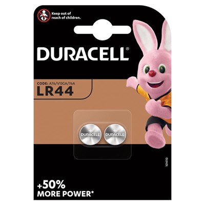 Батарейка Duracell LR44 (G13, V13GA, A76) алкалиновая, 2BL