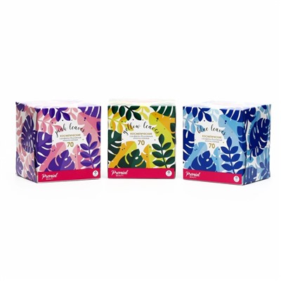 Салфетки «Premial» косметические 2-слойные в коробке Нон стоп, 70 шт. МИКС