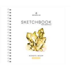 Скетчбук для графики и эскизов 40л., 190*190 Greenwich Line "Crystal. Golden Stone", на гребне, 160г/м2