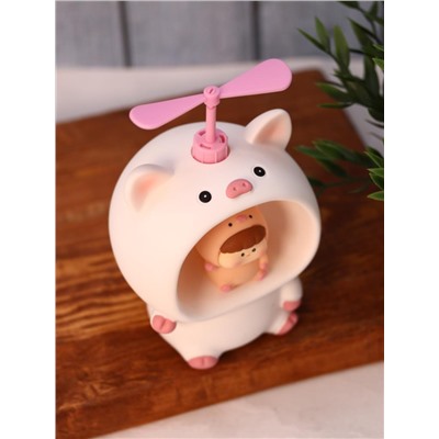 Kопилка - ночник «Baby pig fan», white (13,5 см), пластик