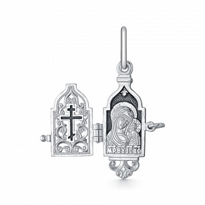 Мощевик (БМ Казанская) из серебра частичное чернение литье