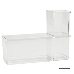 KLIPPKAKTUS Aufbewahrungsbox f Kühlsch, 3er-Set, transparent