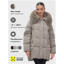 Куртка зимняя женская с мехом и капюшоном тренд коричневого цвета 7660K