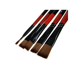 Набор кистей, нейлон, плоские, 5 штук, прямые