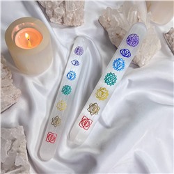 Радуга Самоцветов Массажная палочка из Селенита "Семь чакр"