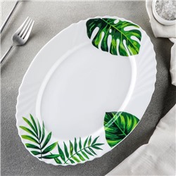 Блюдо сервировочное Avvir «Лист папоротника», овальное, 30×22 см, стеклокерамика, белое