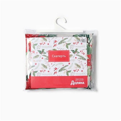 Скатерть новогодняя Доляна "Сhristmas flowers" 145х110 см, 100% п/э