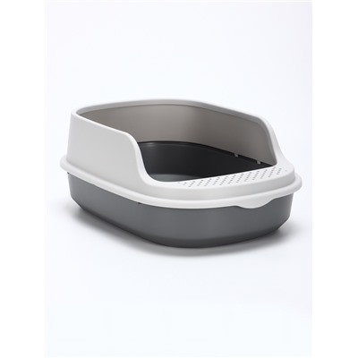 Лоток для кошек Фур-Мур 48×35,5 см с высоким бортом + совок Soft-touch, смоки