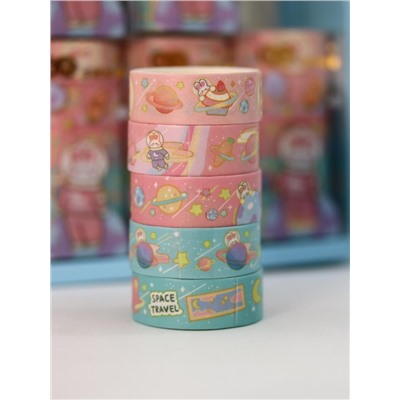 Набор декоративного скотча 5 шт. "Space bunny", red, шоу-бокс 12 шт.