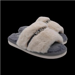 Тапочки меховые 10215 серо бежевые
