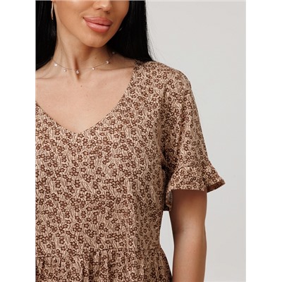 Женское платье Пл-117(К) / Коричневый (цветы)