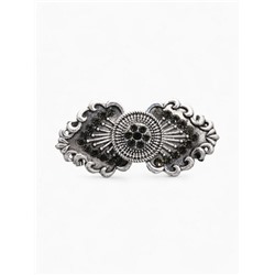 Зажим для кардигана «Лепнина», чёрный в чернёном серебре