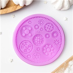 Молд для заливки Доляна «Шестерёнки», силикон, d=10.5 см, розовый