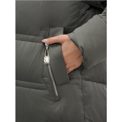 Пальто зимнее утепленное с капюшоном женское темно-зеленого цвета 7779TZ