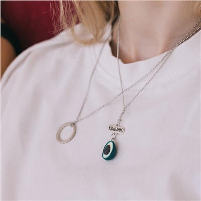 Кулоны парные на цепочке «Авокадо», надпись best friends, зелёные, коричневые в чернёном серебре, 45 см